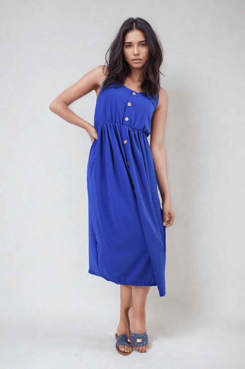 Button Front Strappy Midi Dress - Toi ‘n’ Moi Ltd