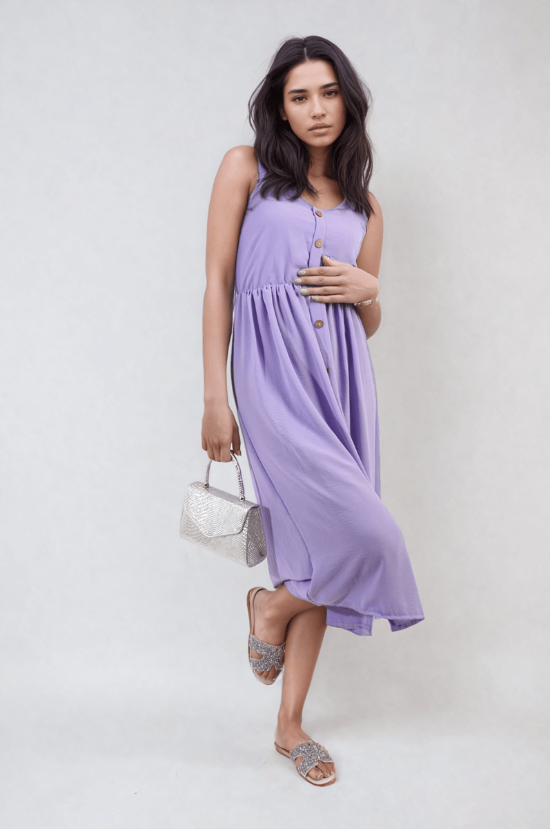 Button Front Strappy Midi Dress - Toi ‘n’ Moi Ltd