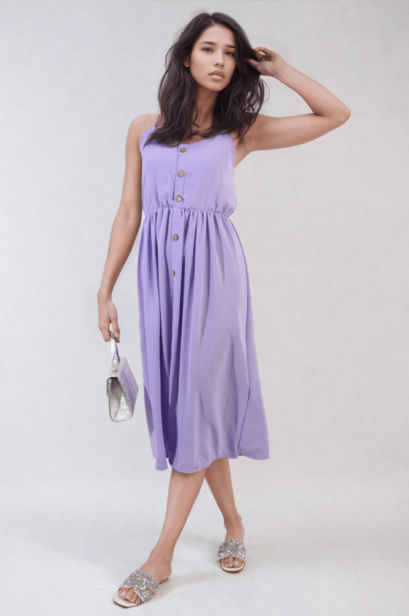 Button Front Strappy Midi Dress - Toi ‘n’ Moi Ltd
