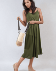 Button Front Strappy Midi Dress - Toi ‘n’ Moi Ltd
