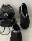 Faux Fur Lined Ankle Platform Kids Mini Boots