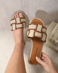 Open Toe Two Tone Flat Sandals