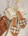 Open Toe Two Tone Flat Sandals