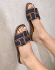 Open Toe Two Tone Flat Sandals