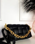 Padded Shoulder Bag with Chain Detail