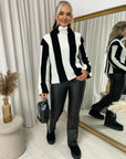 Roll Neck Stripe Knitted Jumper