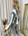 Roll Neck Stripe Knitted Jumper