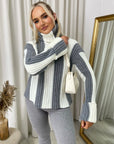 Roll Neck Stripe Knitted Jumper