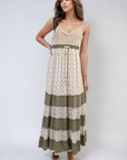 Tiered Crochet Strappy Maxi Dress
