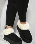 Faux Fur Trim Platform Ankle Boots