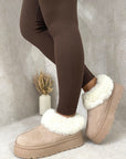 Faux Fur Trim Platform Ankle Boots