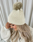 Chunky Knit Fur Pom Beanie Hat - Toi ‘n’ Moi Ltd