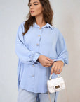 Oversized Collared Button Down Top
