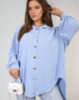Oversized Collared Button Down Top