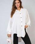 Oversized Collared Button Down Top