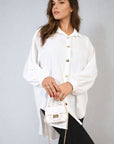 Oversized Collared Button Down Top
