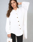Oversized Collared Button Down Top