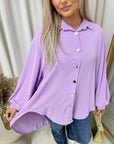Oversized Collared Button Down Top
