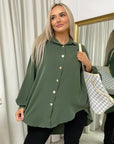 Oversized Collared Button Down Top