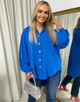 Oversized Collared Button Down Top