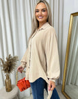 Oversized Collared Button Down Top