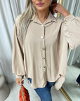 Oversized Collared Button Down Top