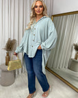 Oversized Collared Button Down Top