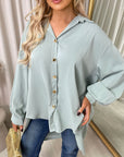 Oversized Collared Button Down Top