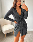 Sequin Wrap Front Dress