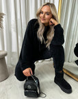 Velvet Long Sleeve Loose Top and Jogger Loungewear Co-ord Set