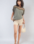 Lace Insert Round Neck Hollow Top - Toi ‘n’ Moi Ltd