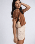 Lace Insert Round Neck Hollow Top - Toi ‘n’ Moi Ltd