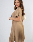 Short Sleeve Pleated Midi Dress