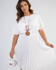 Short Sleeve Pleated Midi Dress