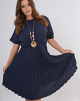 Short Sleeve Pleated Midi Dress