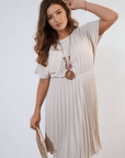 Short Sleeve Pleated Midi Dress - Toi ‘n’ Moi Ltd