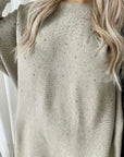 Oversized Rhinestone Detail Long Sleeve Top and Leggings Co-ord Set