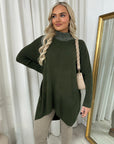 Rhinestone Detail High Neck Knitted Jumper