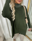 Rhinestone Detail High Neck Knitted Jumper
