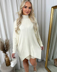 Rhinestone Detail High Neck Knitted Jumper