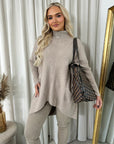 Rhinestone Detail High Neck Knitted Jumper