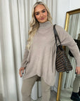 Rhinestone Detail High Neck Knitted Jumper