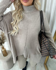 Rhinestone Detail High Neck Knitted Jumper