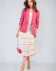 Ruched Sleeve Open Front Blazer Jacket with Front Pockets