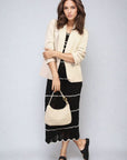 Ruched Sleeve Open Front Blazer Jacket with Front Pockets