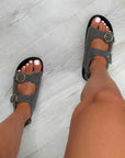 Faux Fur Double Buckle Sliders