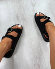 Faux Fur Double Buckle Sliders