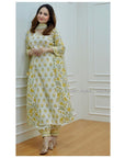 Pakistani Cotton Festive Eid Anarkali Set – Designer Kurti, Pant & Dupatta | Readymade Indian Salwar Kameez for Party & Ethnic Wear - Toi ‘n’ Moi Ltd