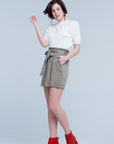 Khaki Mini Skirt With Bow Detail - Toi ‘n’ Moi Ltd