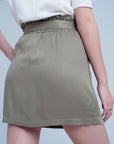 Khaki Mini Skirt With Bow Detail - Toi ‘n’ Moi Ltd